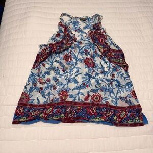 JCrew Floral Boho Sleeveless Tank Top - Blue & Red